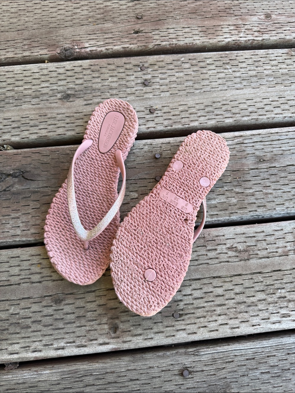 Blush Pink Braided Flip-Flop Sandals with Sparkle Straps - Picture 4 of 4
